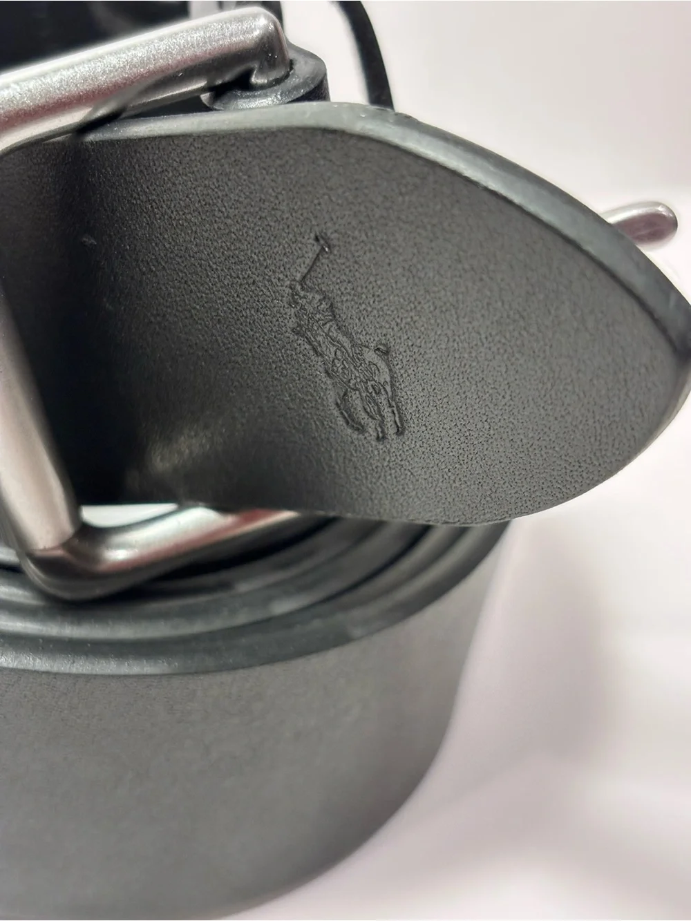 Polo Ralph Lauren Leather Belt Men’s Sz 56/140 Black Roller Silver Buckle NEW